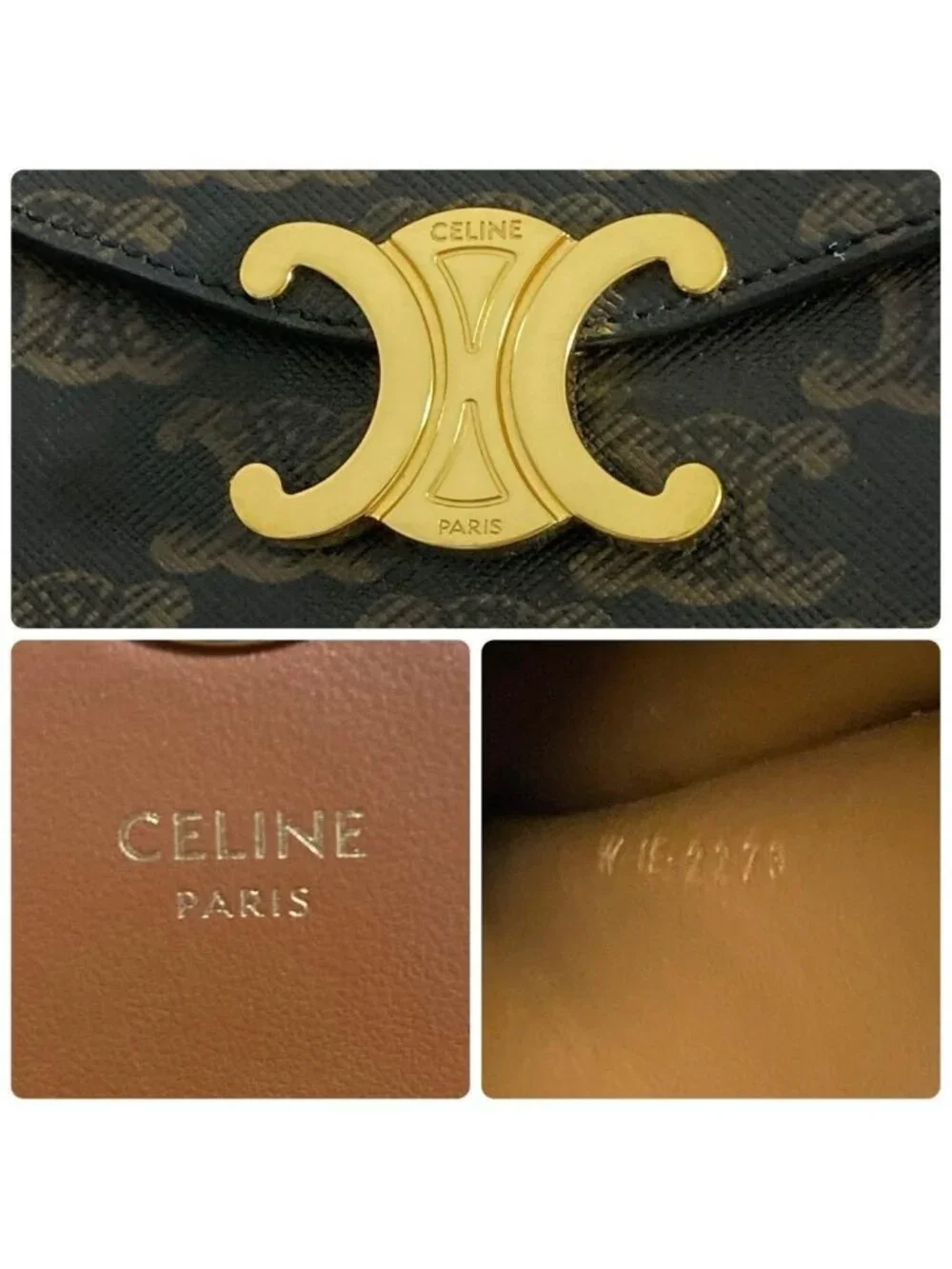 Celine Triomphe Canvas Mobile Pouch Brown